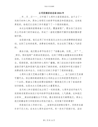 公司促销活动总结2024年
