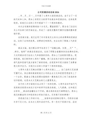 公司促销活动总结2024