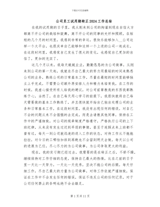 公司员工试用期转正2024工作总结