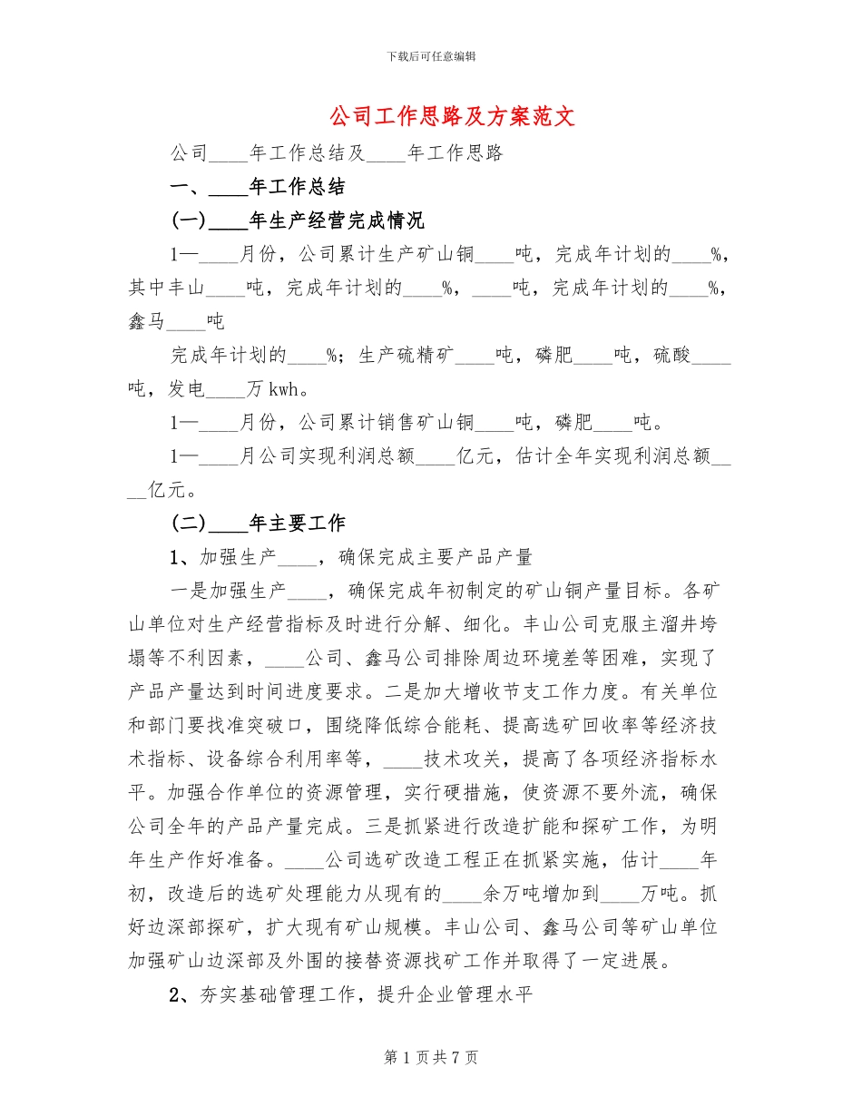 公司工作思路及方案范文_第1页