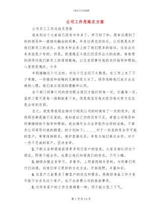 公司工作思路及方案