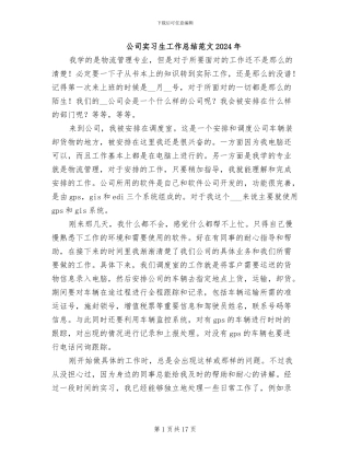 公司实习生工作总结范文2024年