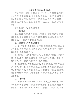 公司新员工2024年个人总结