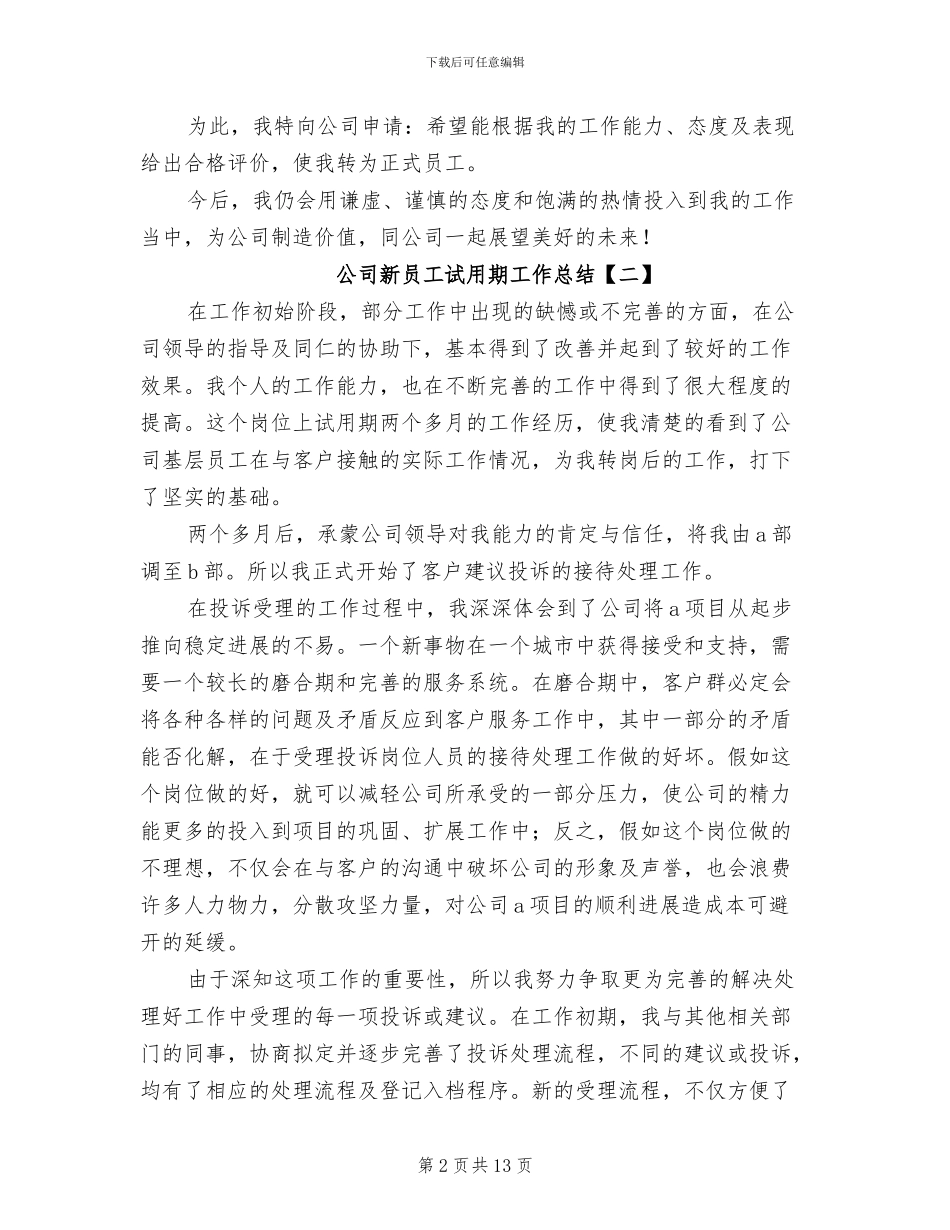 公司新员工试用期工作总结2024年_第2页