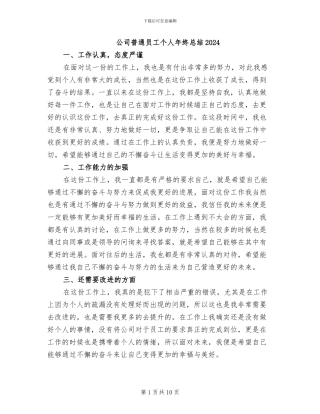 公司普通员工个人年终总结2024