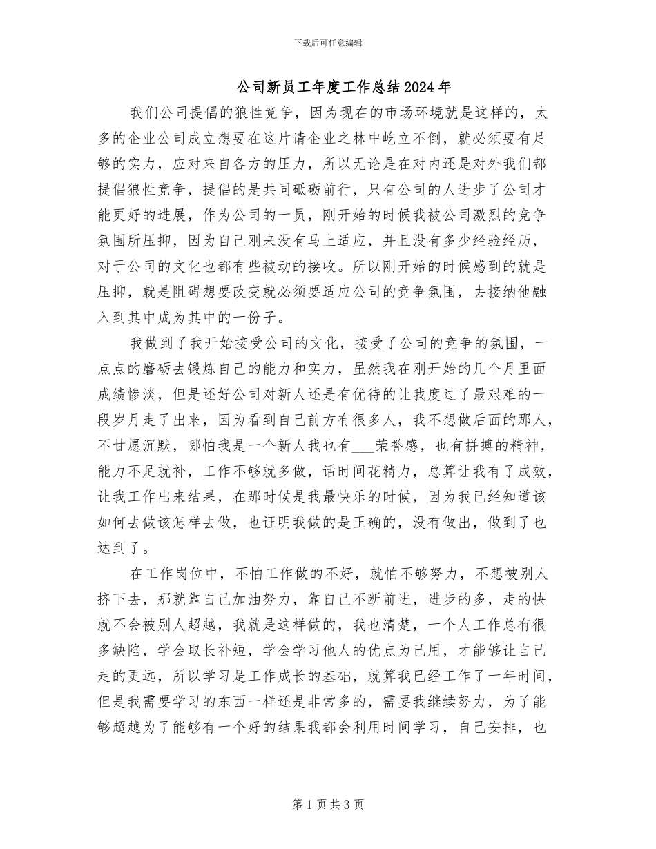 公司新员工年度工作总结2024年_第1页