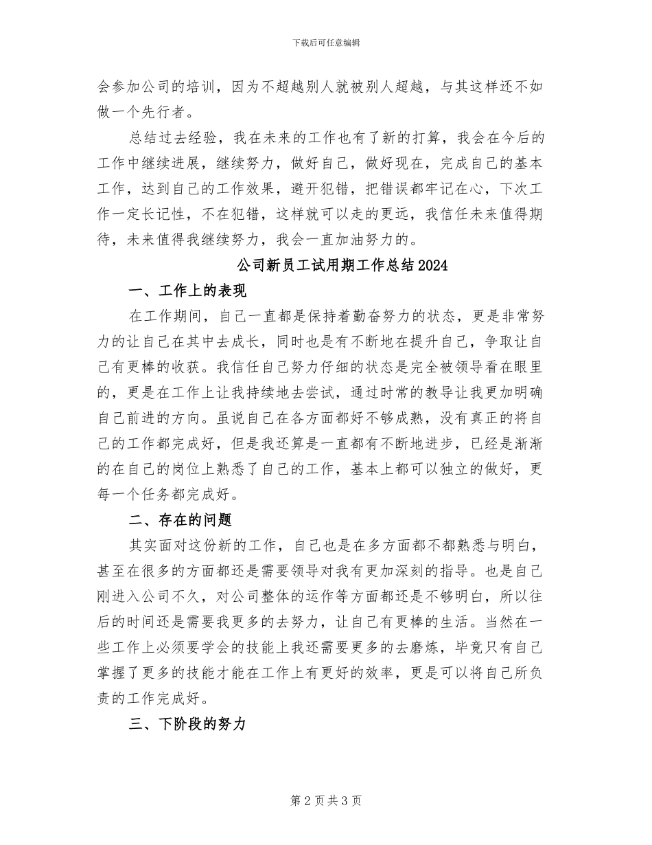公司新员工年度工作总结2024年_第2页
