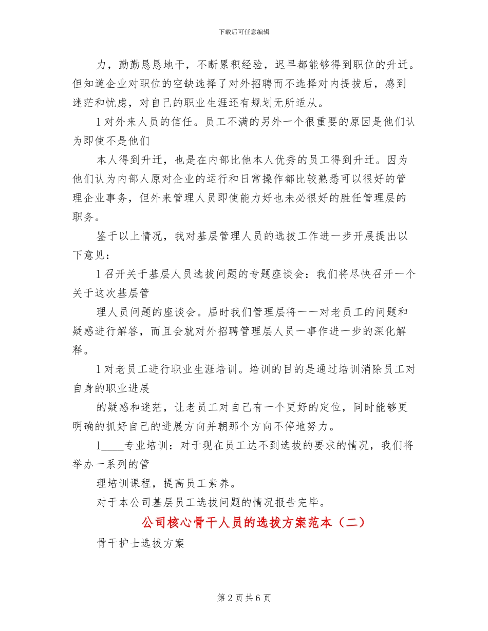 公司核心骨干人员的选拔方案范本_第2页
