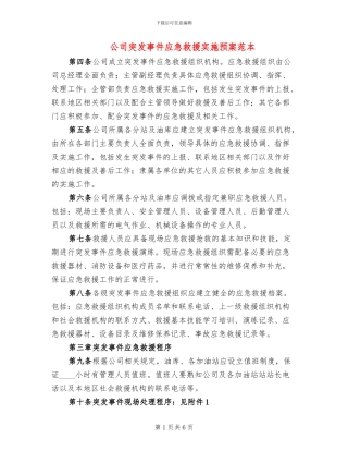 公司突发事件应急救援实施预案范本