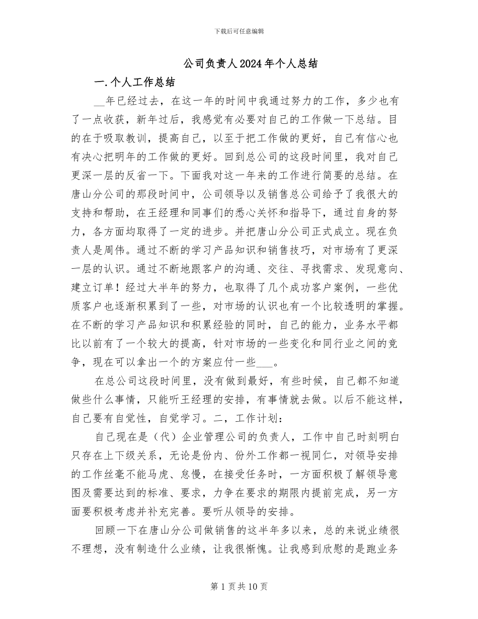 公司负责人2024年个人总结_第1页