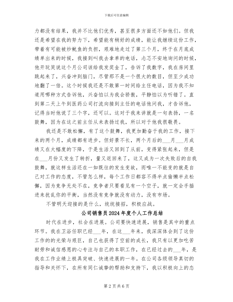 公司销售员2024年工作总结_第2页