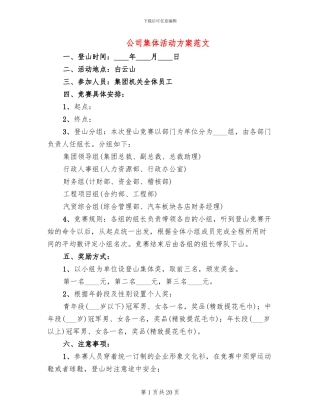 公司集体活动方案范文