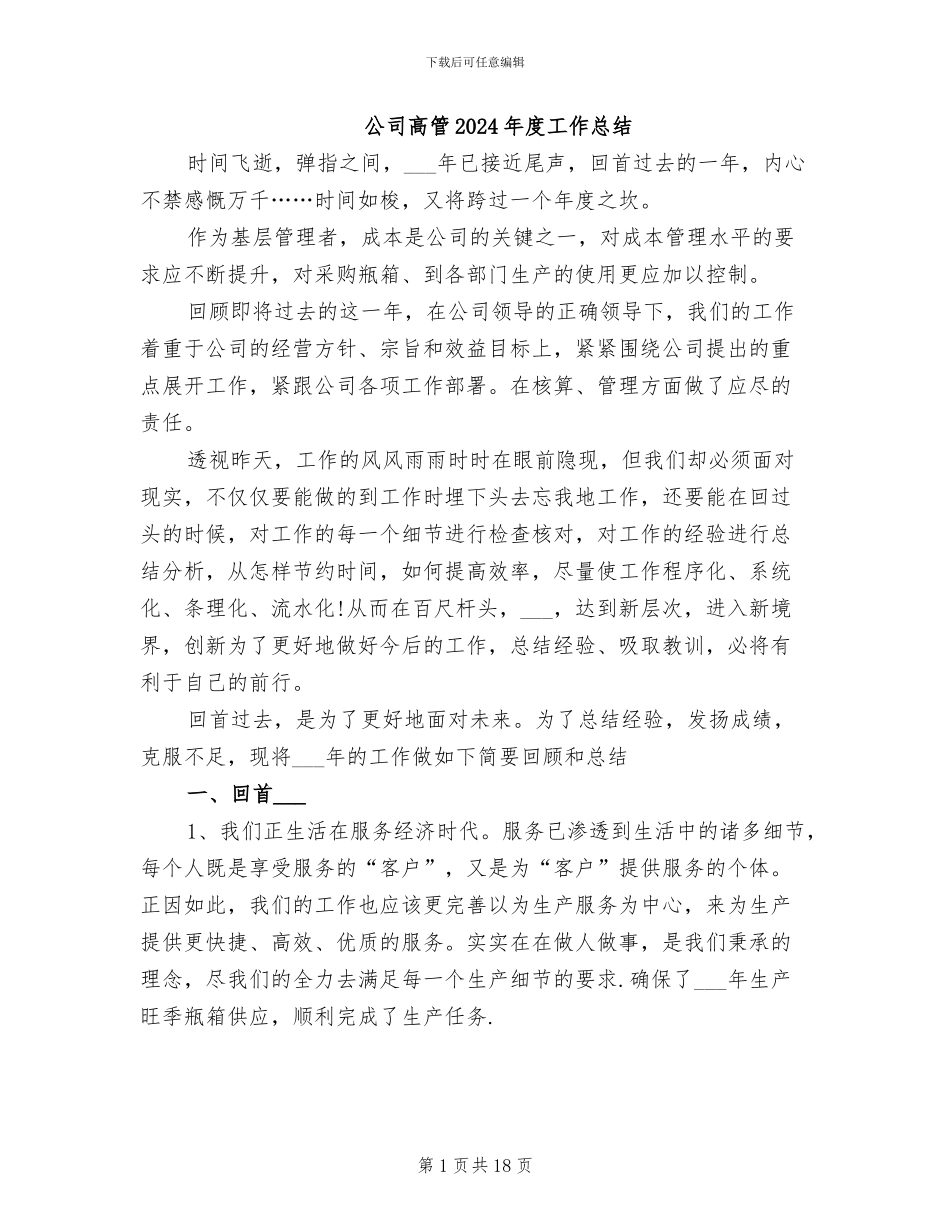 公司高管2024年度工作总结_第1页