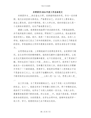 共青团员2024年度工作总结范文