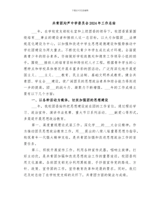 共青团沟芦中学委员会2024年工作总结