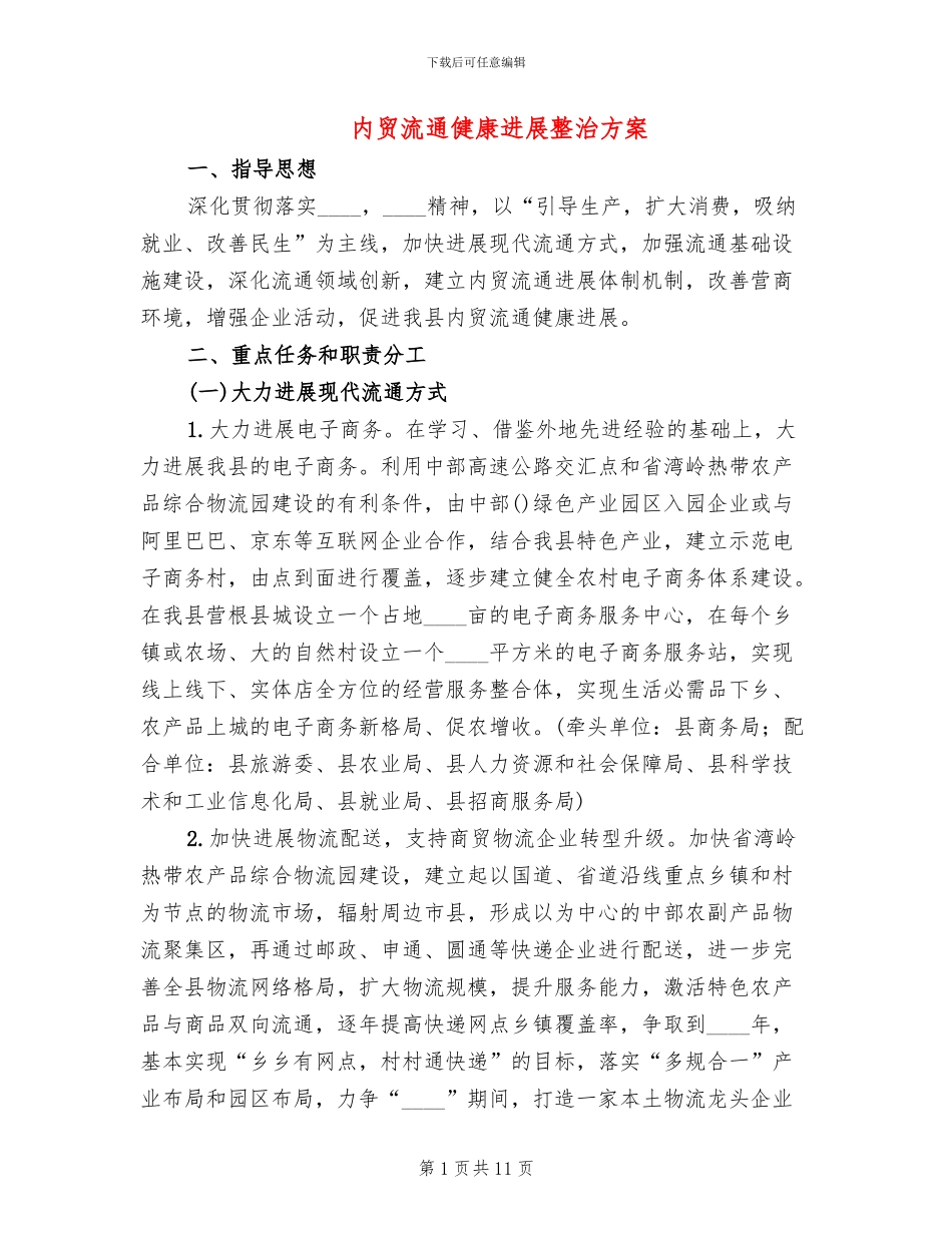 内贸流通健康发展整治方案_第1页