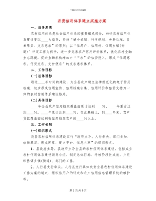 农委信用体系建立实施方案