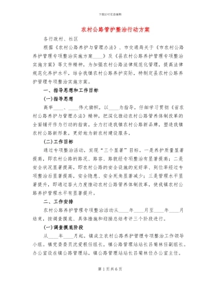 农村公路管护整治行动方案