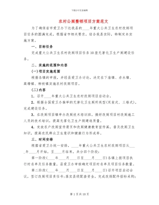 农村公厕整顿项目方案范文