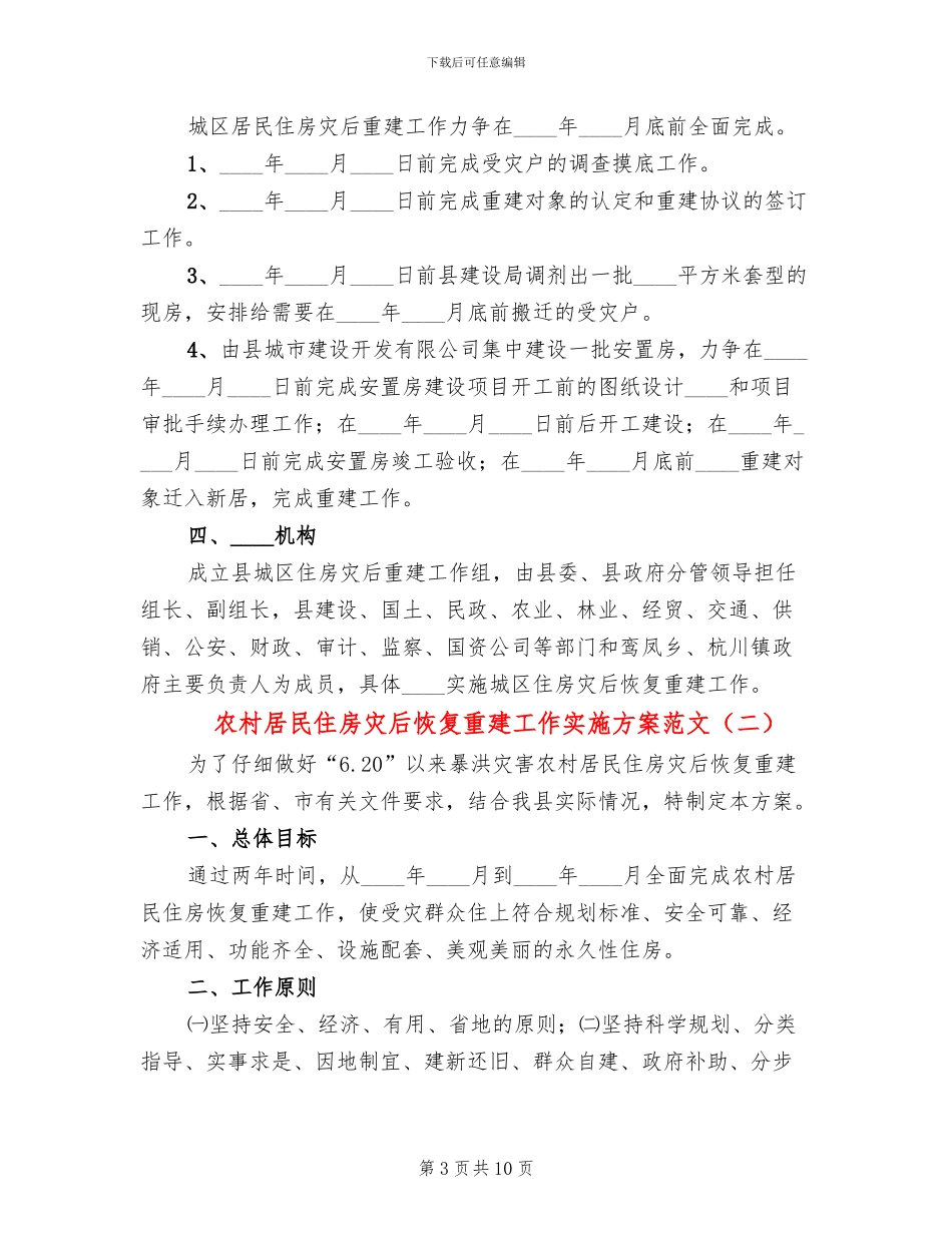 农村居民住房灾后恢复重建工作实施方案范文_第3页