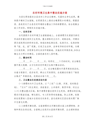 农村环境卫生集中整治实施方案