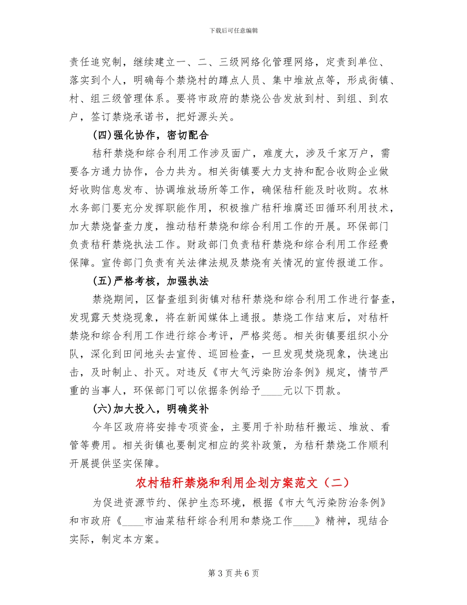 农村秸秆禁烧和利用企划方案范文_第3页