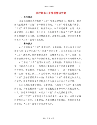 农村集体三资管理整治方案