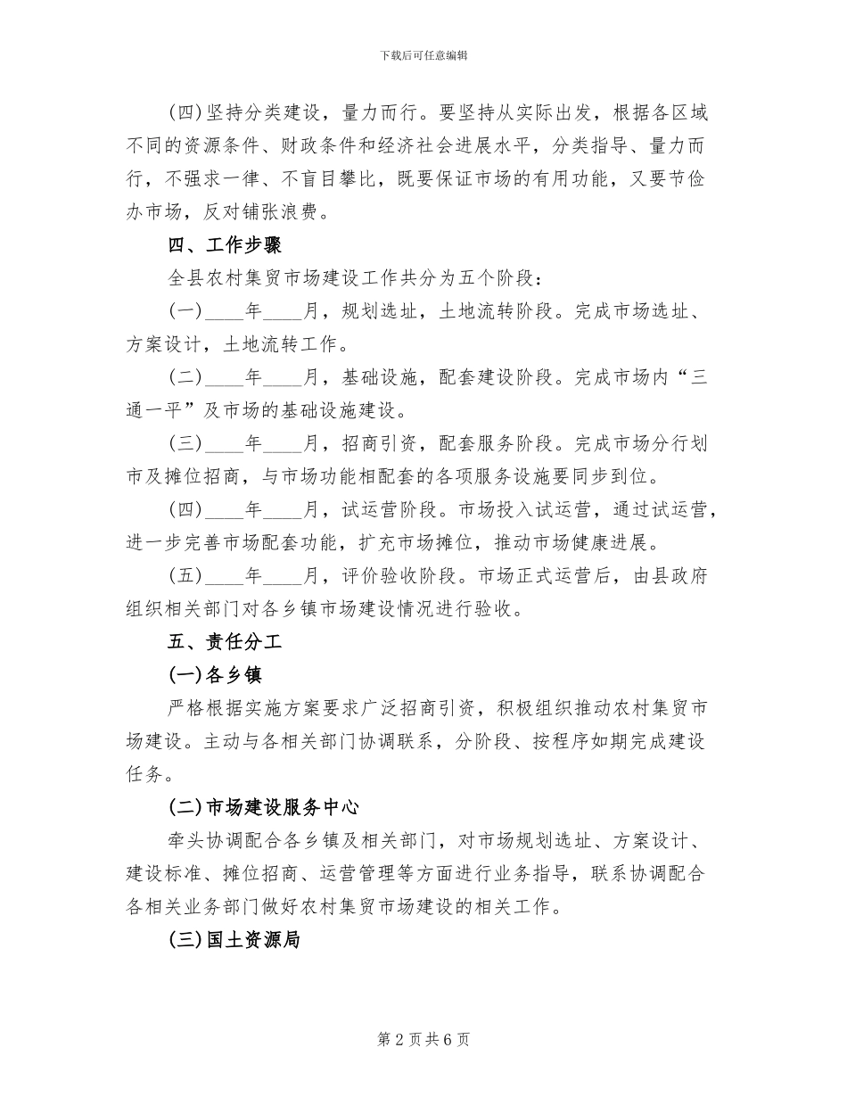 农村集贸市场建设方案范文_第2页
