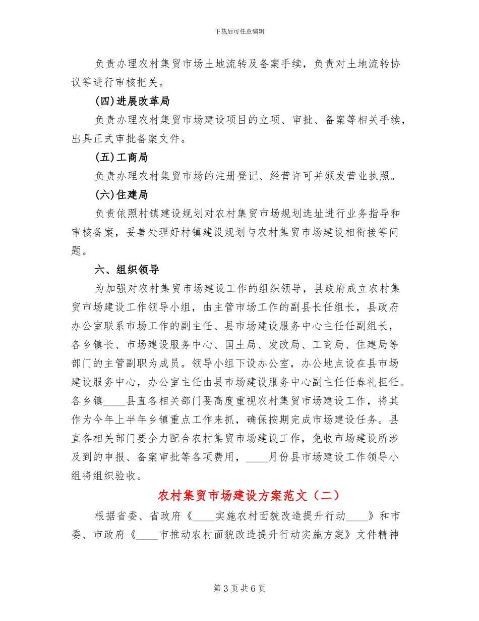 农村集贸市场建设方案范文_第3页