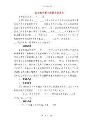农田水利基本建设方案范文