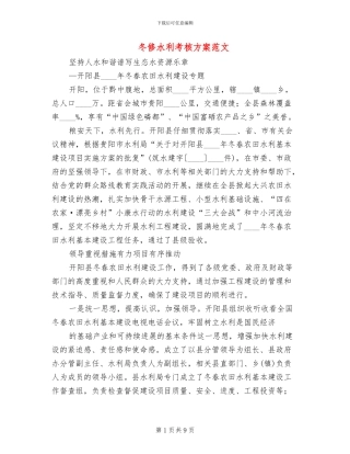 冬修水利考核方案范文