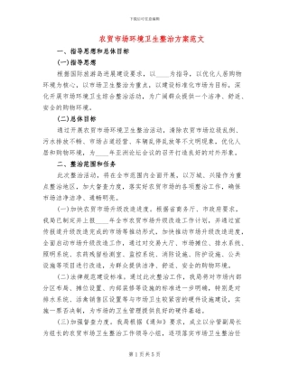 农贸市场环境卫生整治方案范文