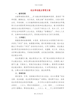 创业带动就业管理方案