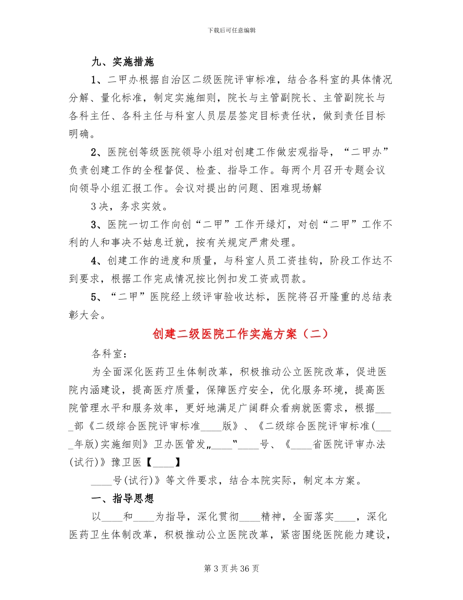 创建二级医院工作实施方案_第3页