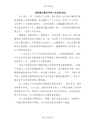 初级置业顾问年终工作总结2024