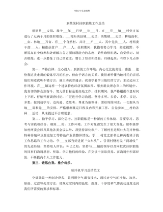 到某某村挂职锻炼工作总结