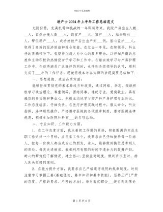 助产士2024年上半年工作总结范文