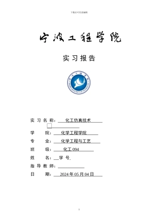 化工仿真技术实习报告