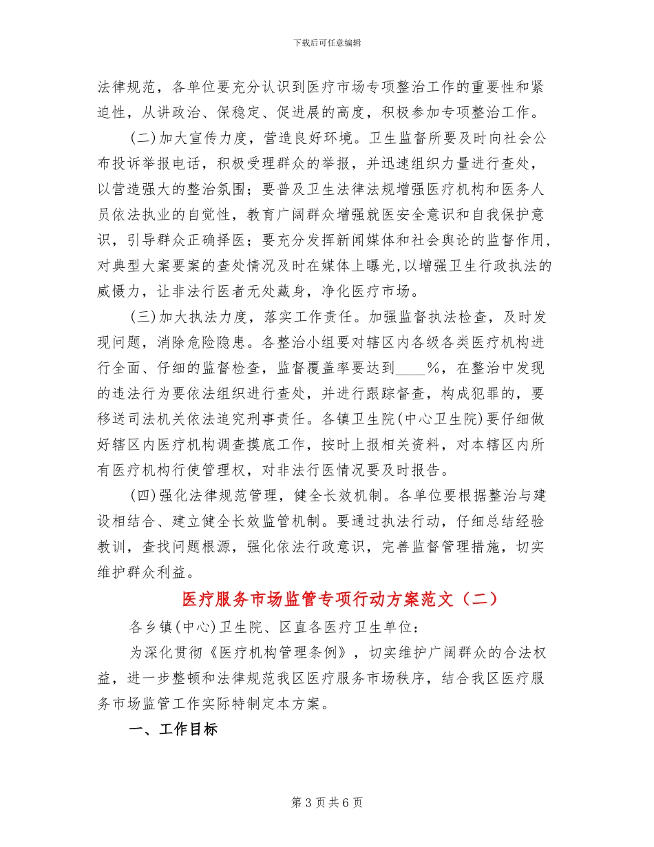 医疗服务市场监管专项行动方案范文_第3页