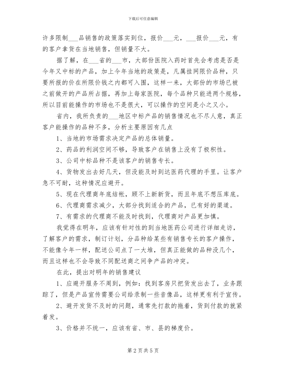 医药销售2024年度工作总结_第2页