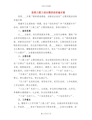 医院三提三创主题活动实施方案