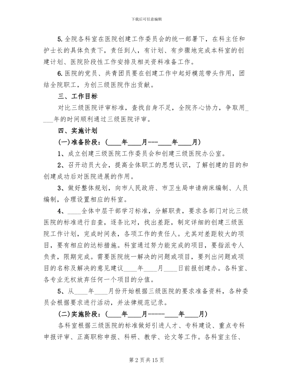 医院三级创建摸拟评审方案范本_第2页
