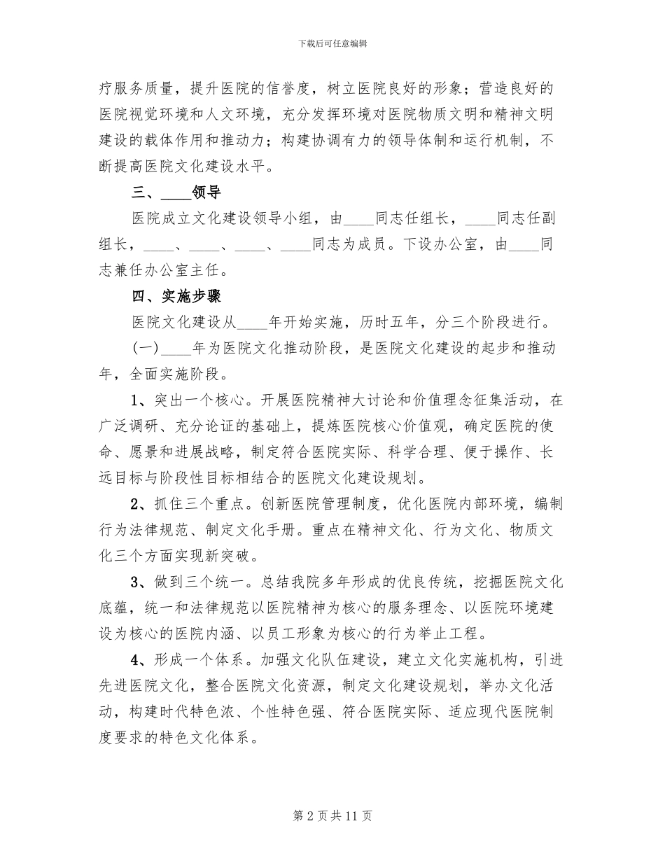 医院文化建设实施方案(3篇)_第2页