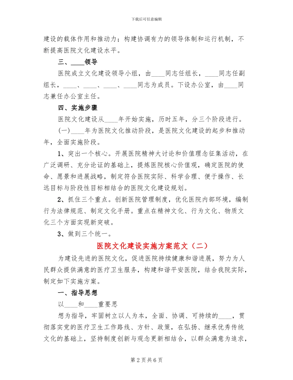 医院文化建设实施方案范文_第2页