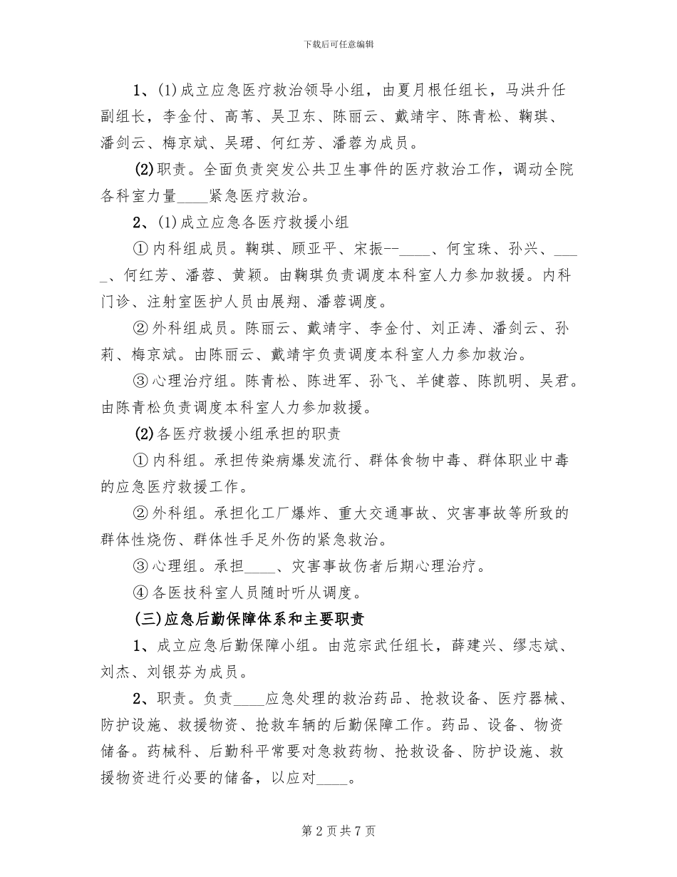 医院突发公共卫生事件应急工作方案_第2页