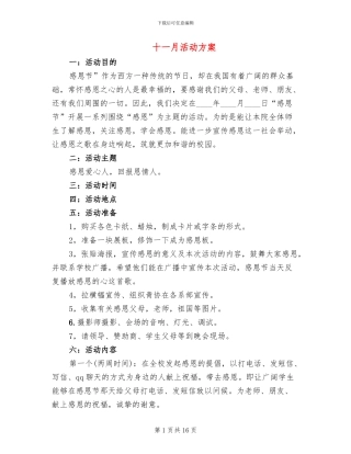 十一月活动方案