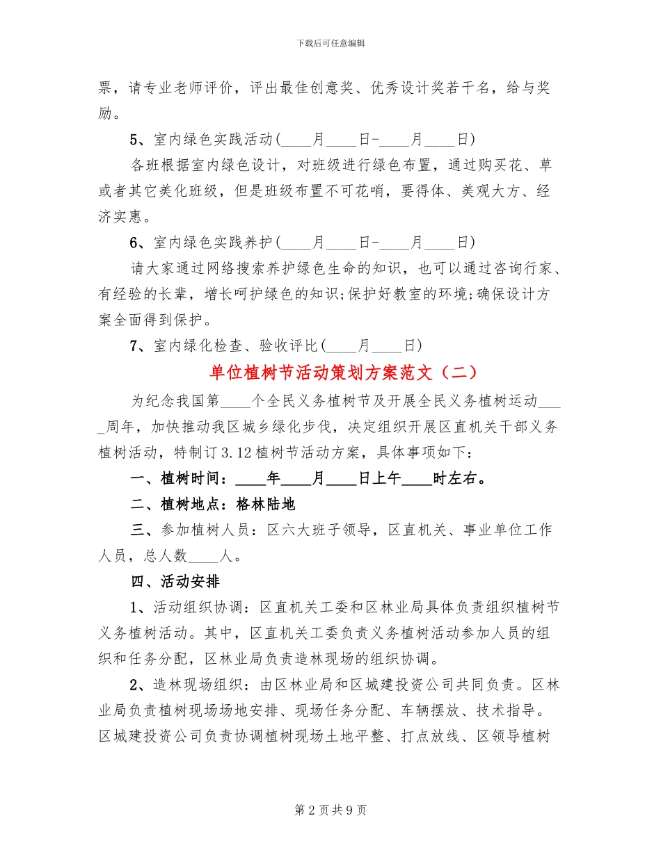 单位植树节活动策划方案范文_第2页