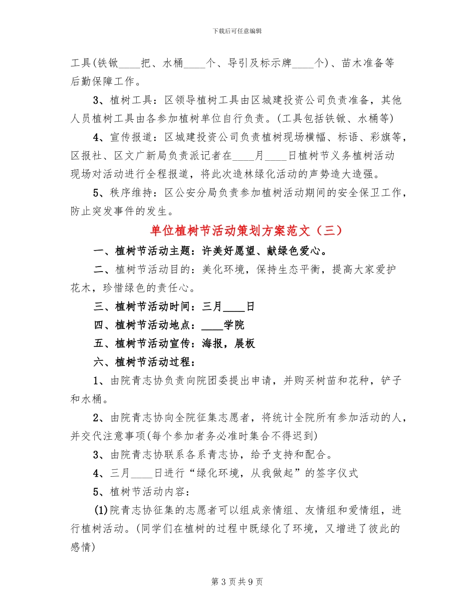 单位植树节活动策划方案范文_第3页