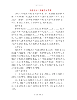 卫生厅对口支援应对方案