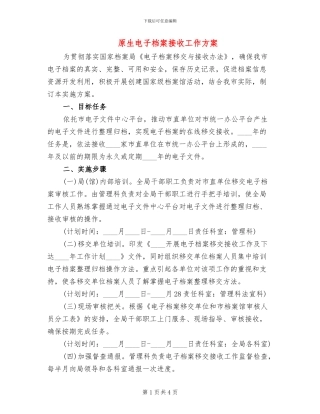 原生电子档案接收工作方案
